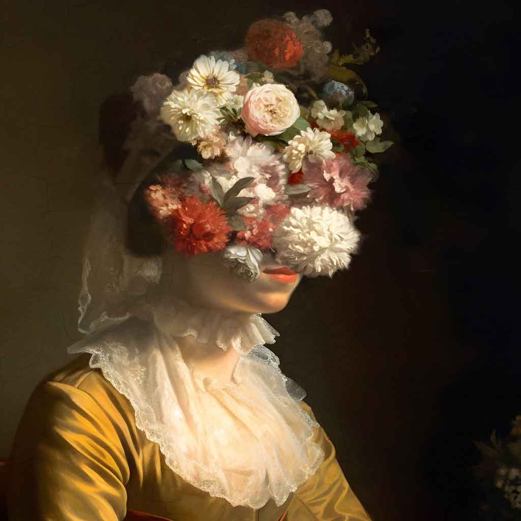 lady with face of flowers